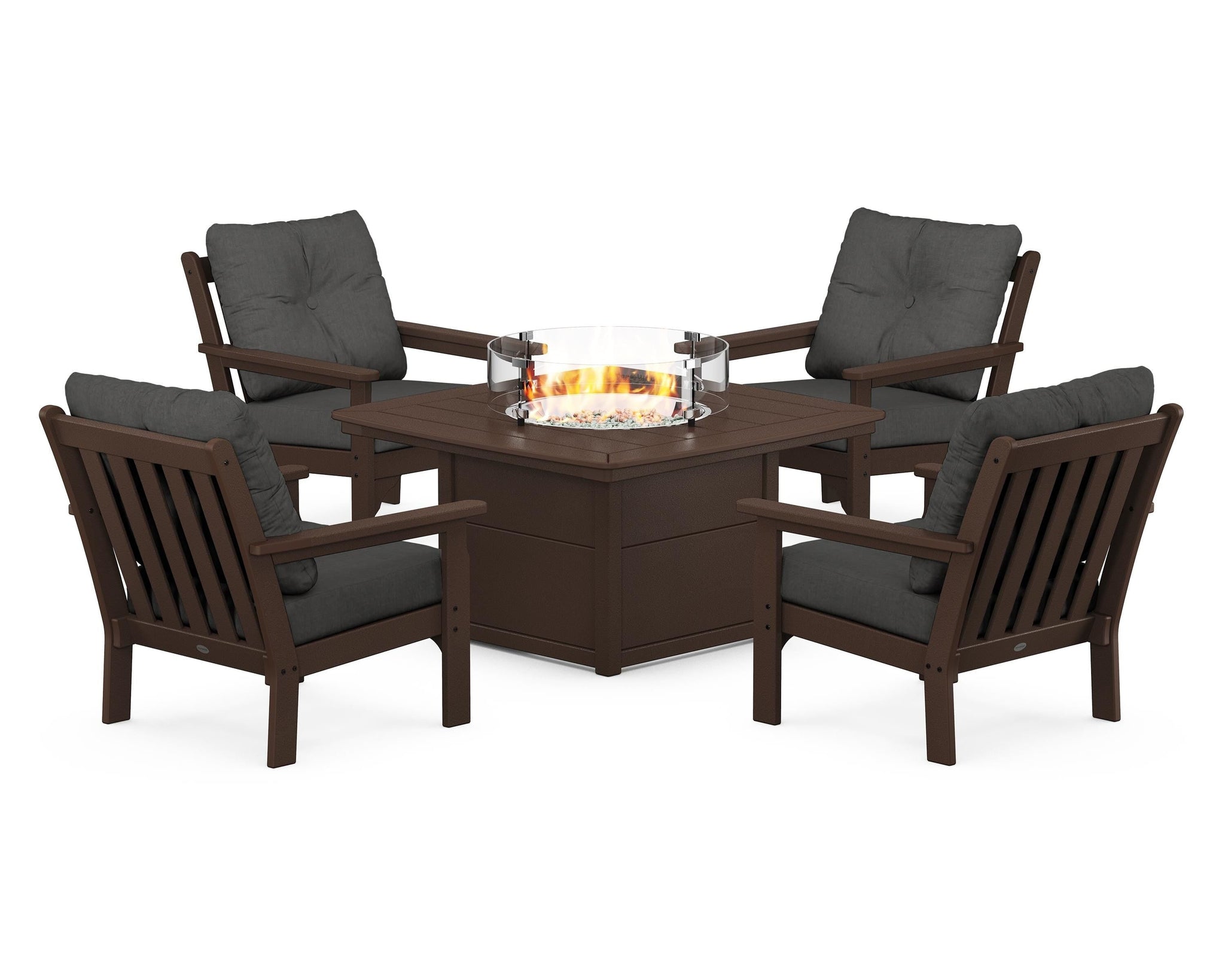 Vineyard 5-Piece Conversation Set with Fire Pit Table