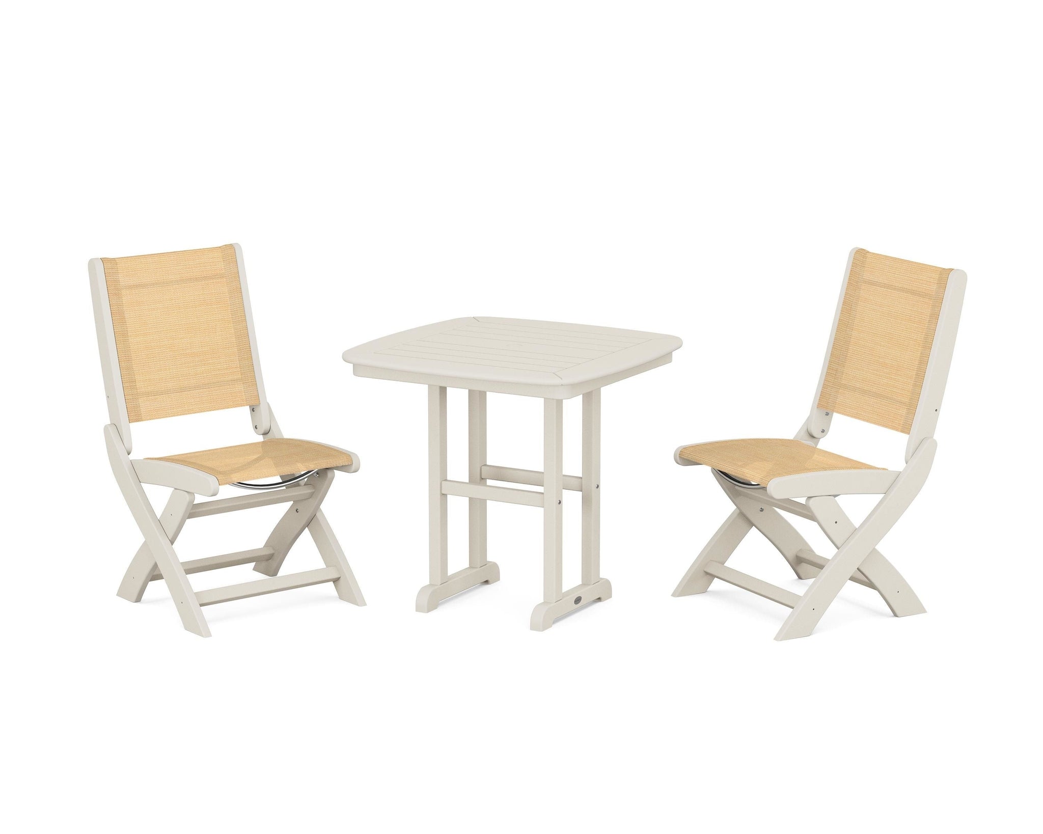 Coastal Folding Side Chair 3-Piece Dining Set