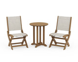 Coastal Folding Side Chair 3-Piece Round Bistro Dining Set