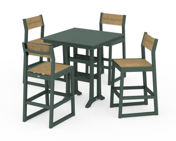 EDGE Sling Arm Chair 5-Piece Farmhouse Bar Set with Trestle Legs