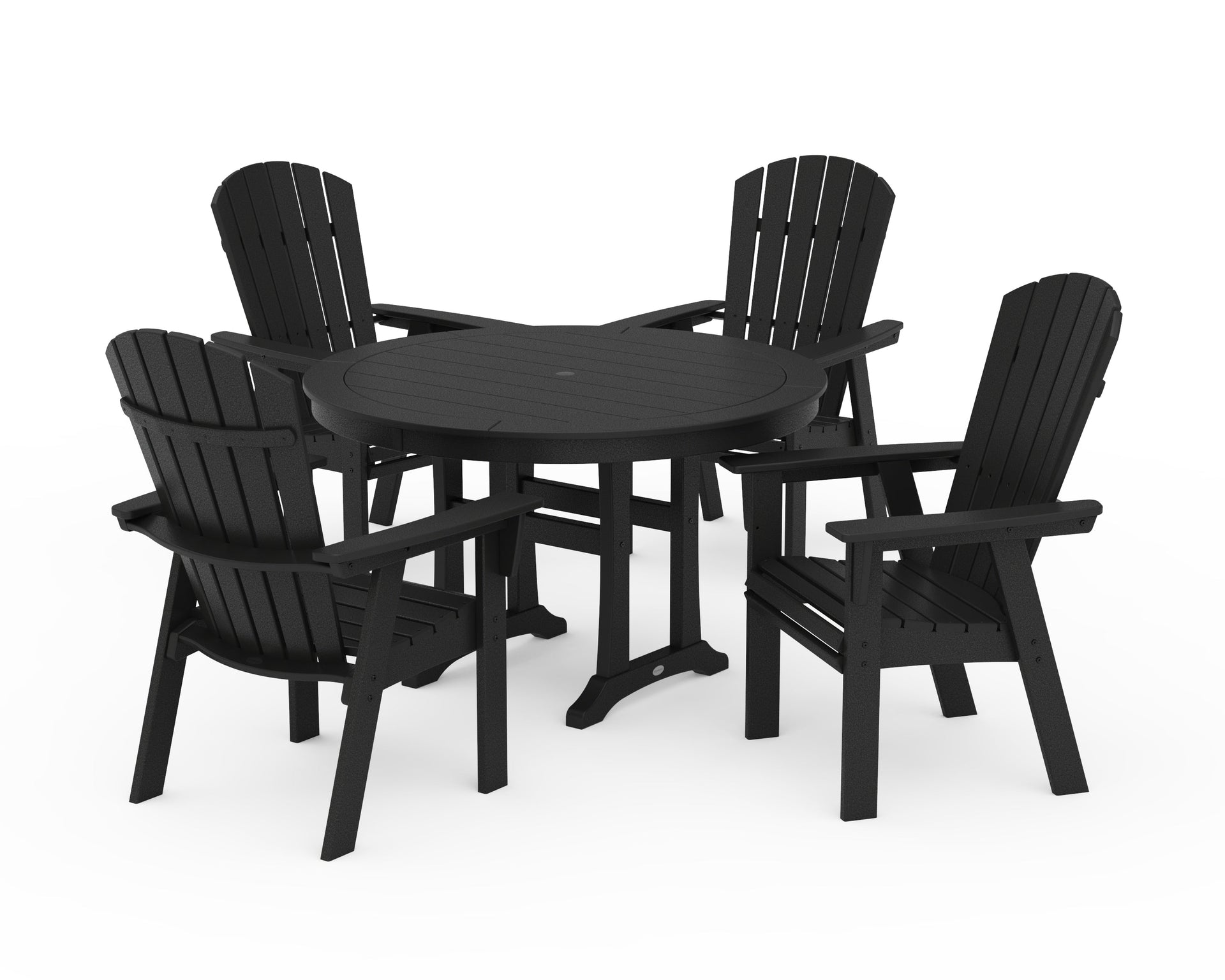 Nautical Curveback Adirondack 5-Piece Round Dining Set with Trestle Legs