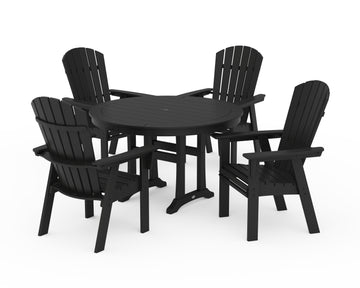 Nautical Curveback Adirondack 5-Piece Round Dining Set with Trestle Legs