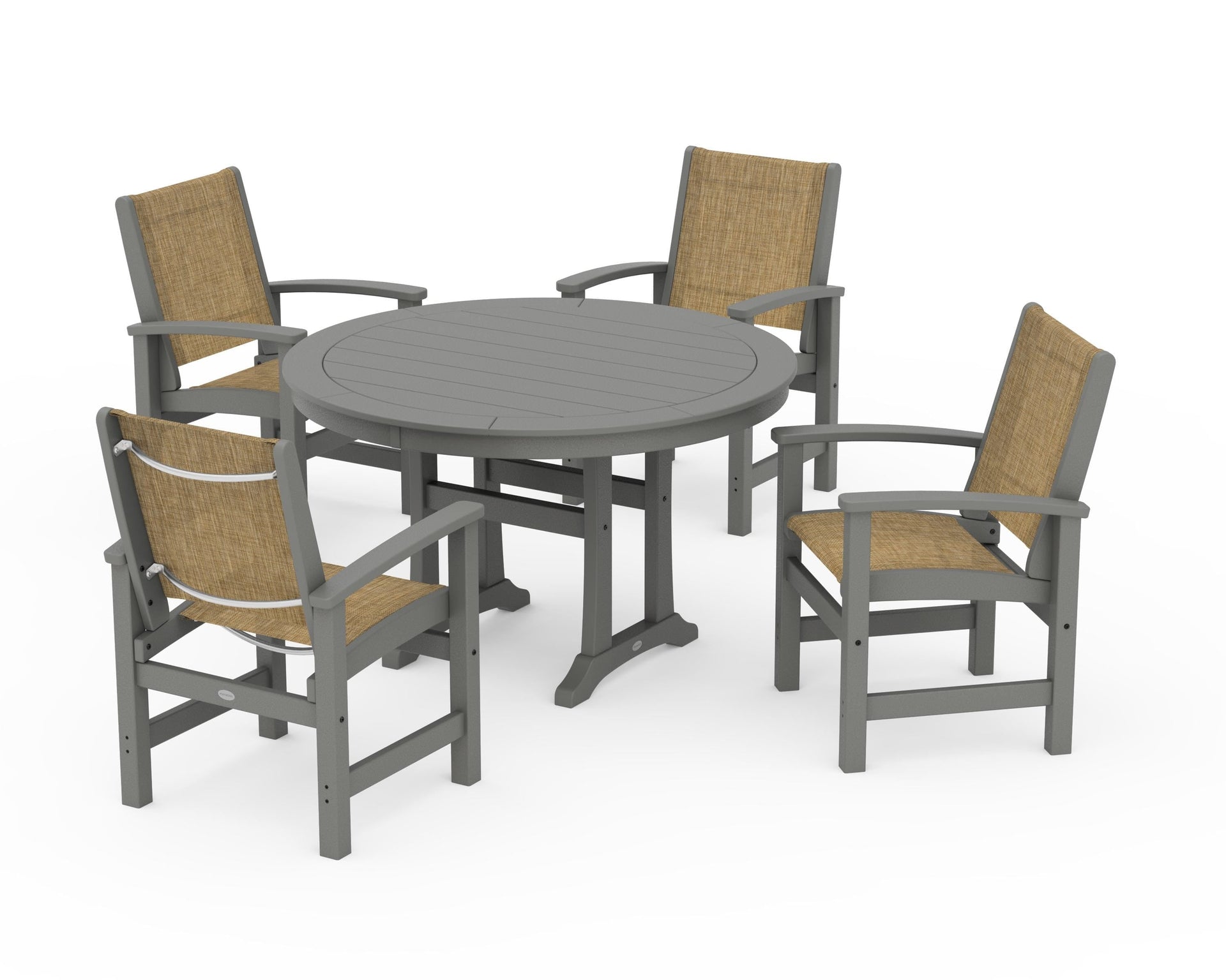 Coastal 5-Piece Round Dining Set with Trestle Legs