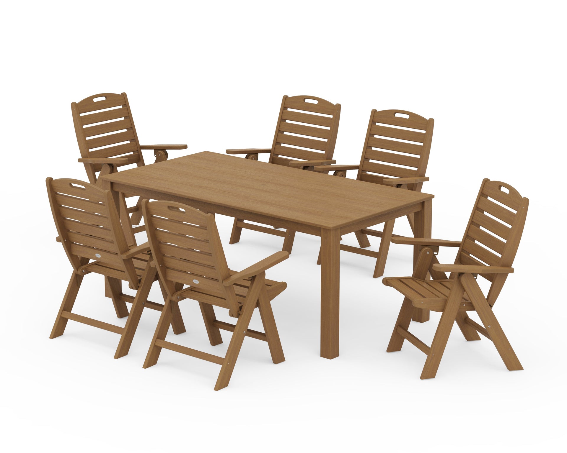 Nautical Folding Highback Chair 7-Piece Parsons Dining Set