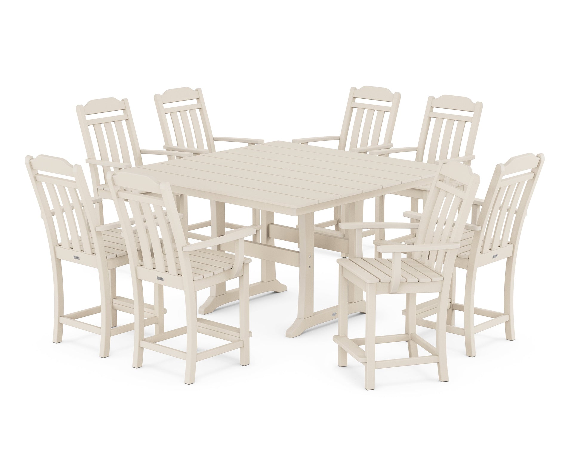 Cottage 9-Piece Square Farmhouse Counter Set with Trestle Legs