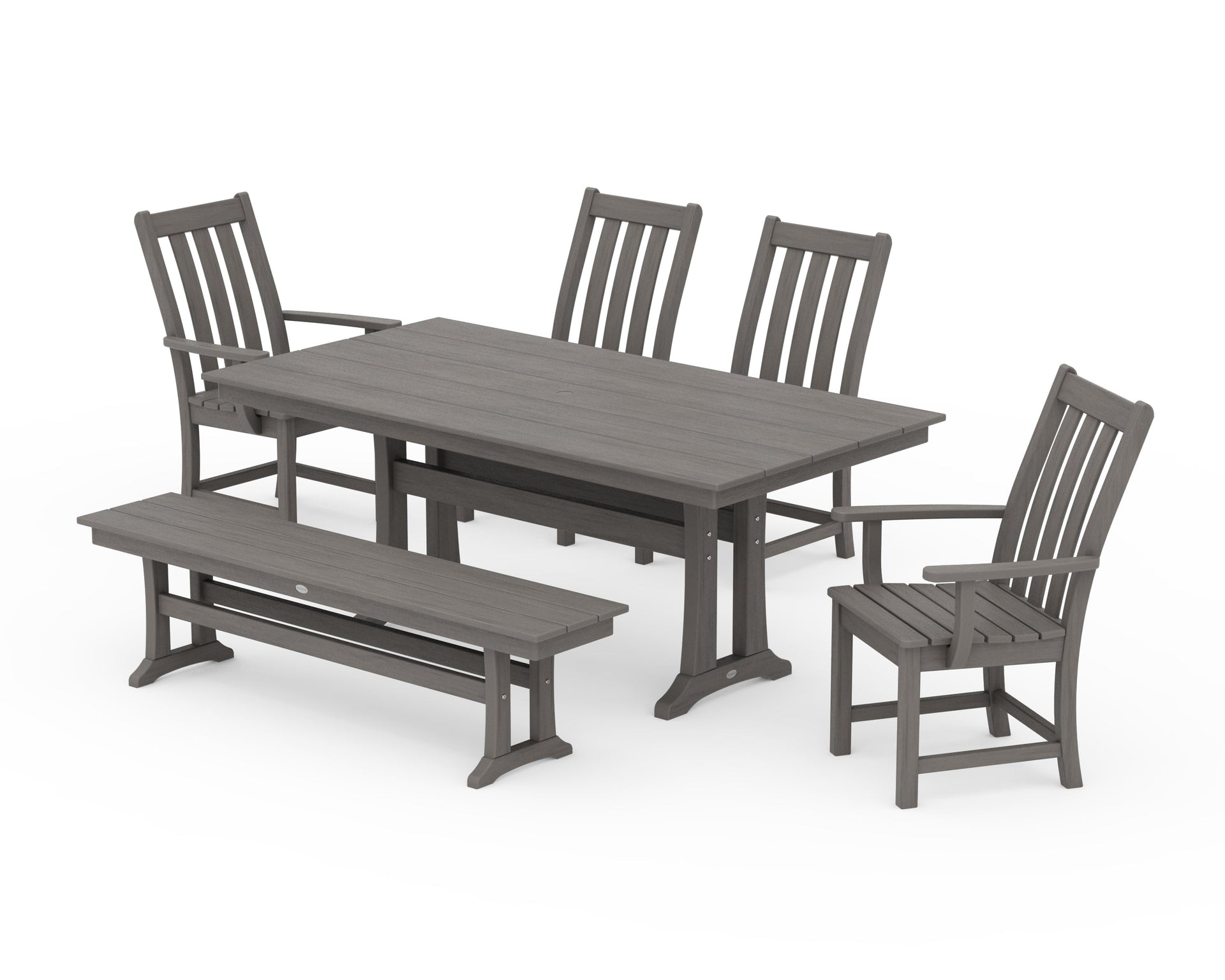Vineyard 6-Piece Farmhouse Dining Set With Trestle Legs