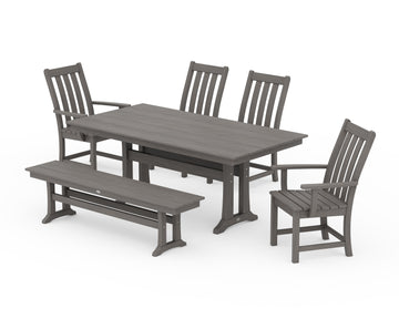 Vineyard 6-Piece Farmhouse Dining Set With Trestle Legs