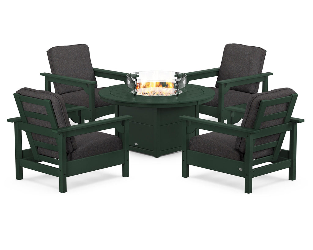 Club 5-Piece Conversation Set with Fire Pit Table