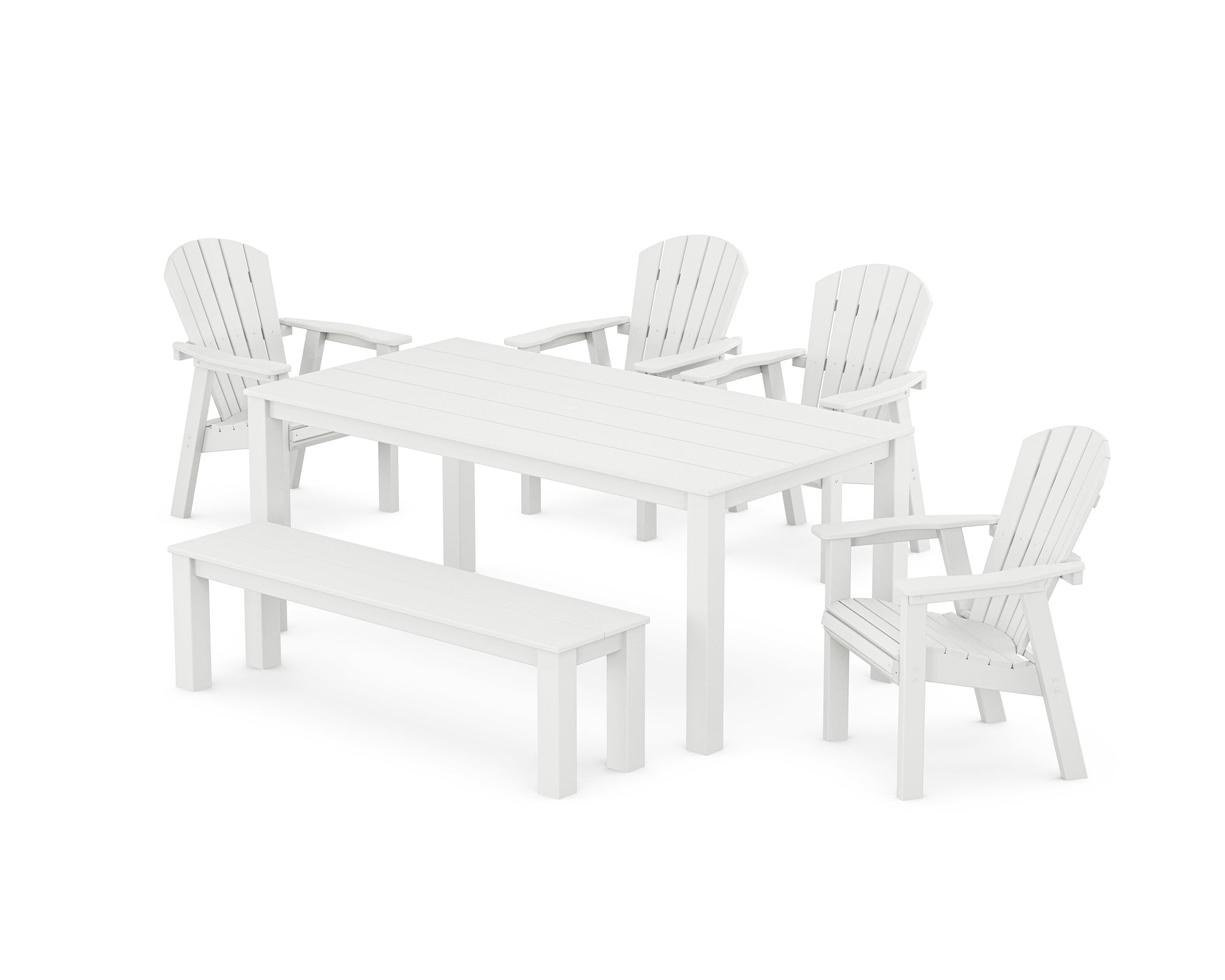 Seashell 6-Piece Parsons Dining Set with Bench