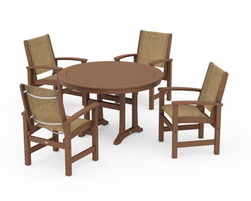 Coastal 5-Piece Round Dining Set with Trestle Legs