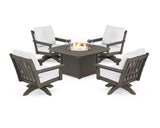 Vineyard 5-Piece Deep Seating Swivel Conversation Set with Fire Pit Table