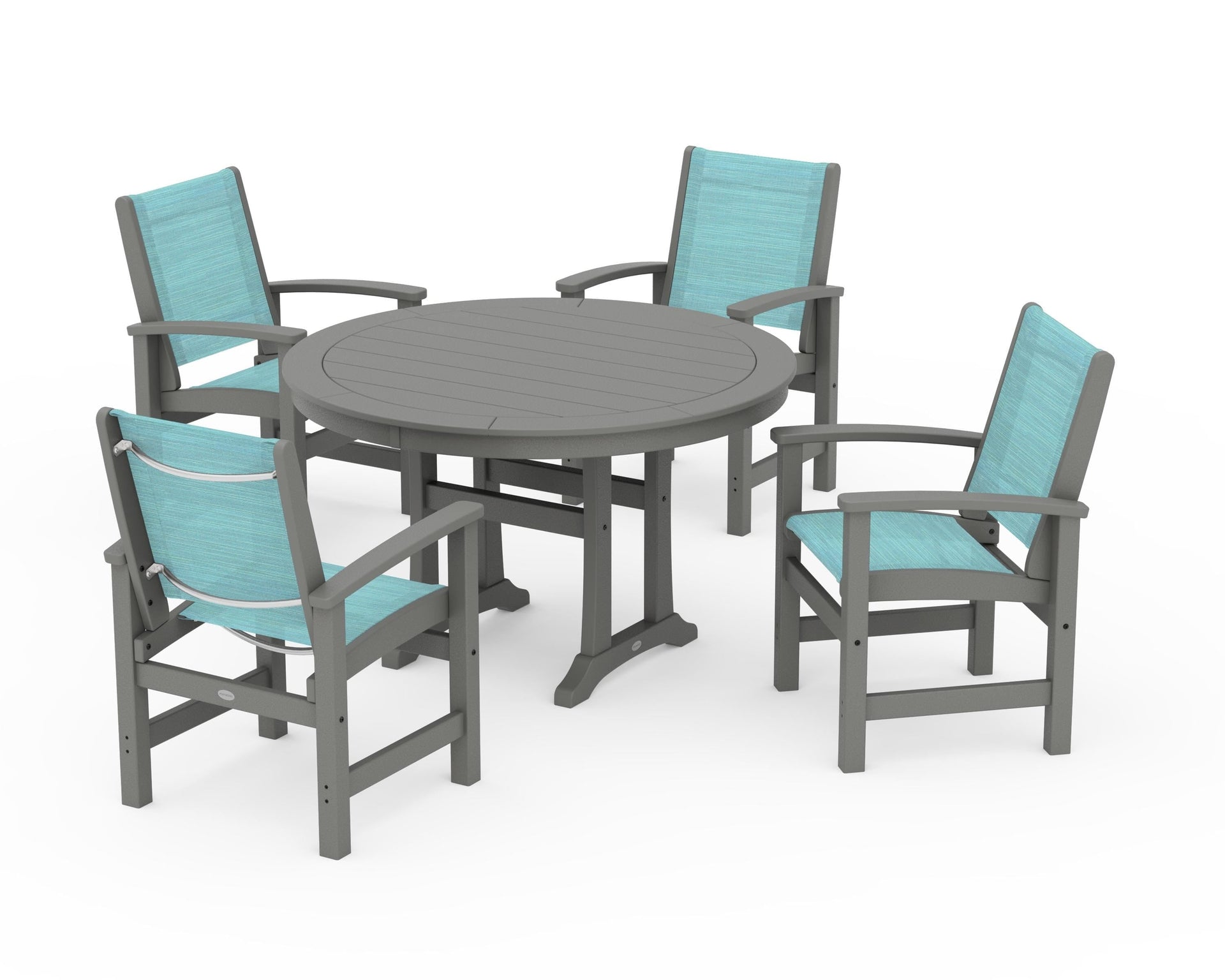 Coastal 5-Piece Round Dining Set with Trestle Legs