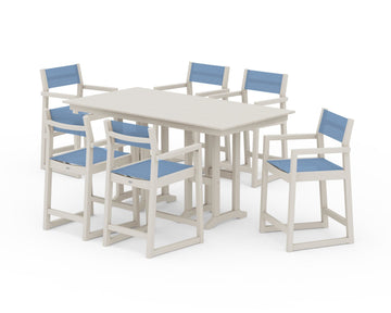 EDGE Sling Arm Chair 7-Piece Farmhouse Counter Set