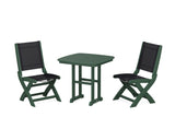 Coastal Folding Side Chair 3-Piece Dining Set