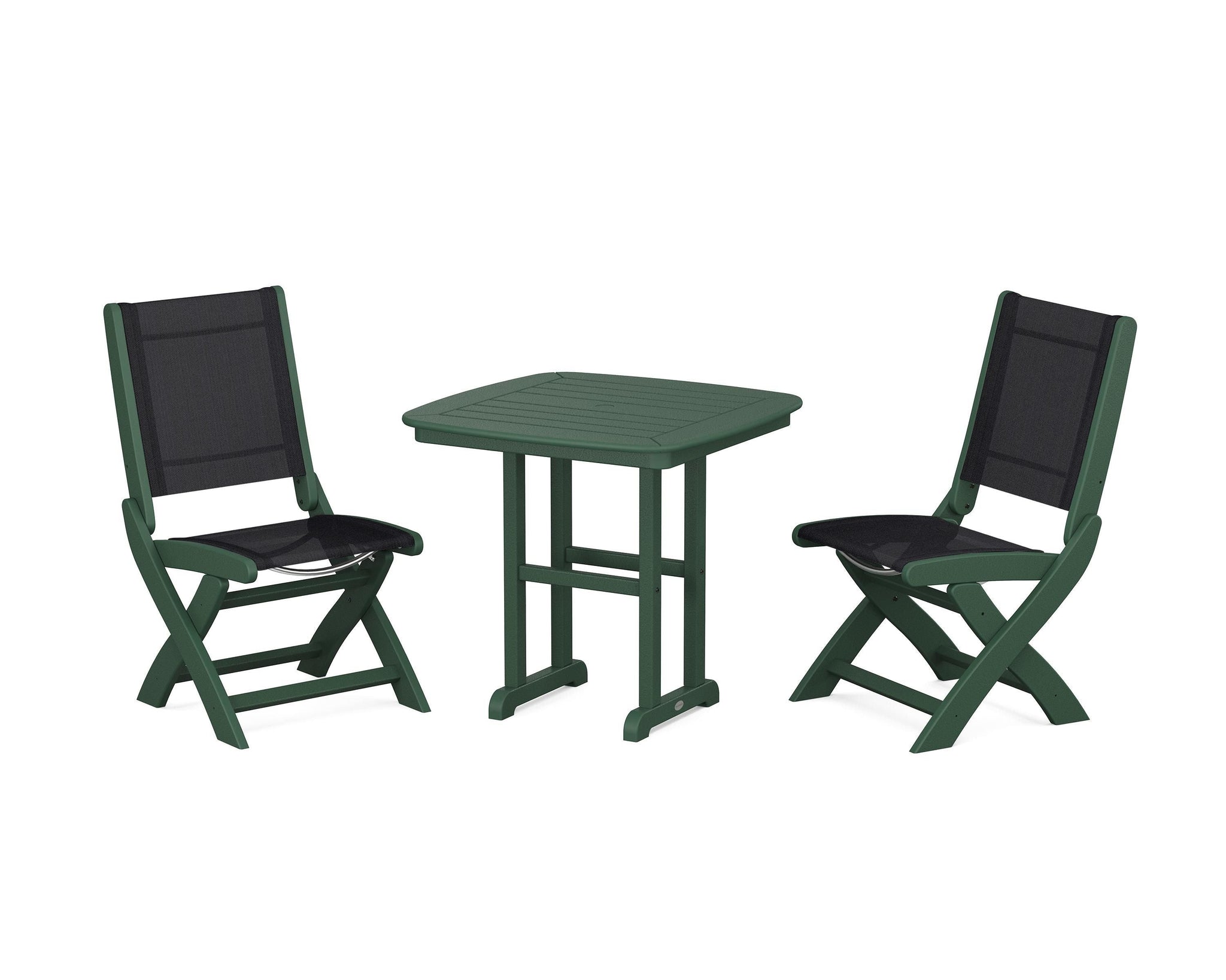 Coastal Folding Side Chair 3-Piece Dining Set