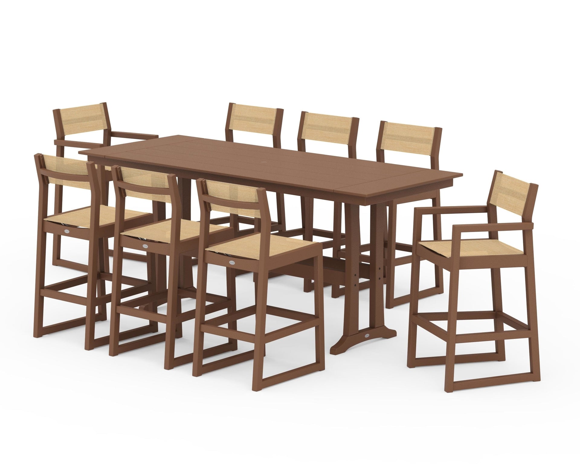 EDGE Sling 9-Piece Farmhouse Bar Set with Trestle Legs