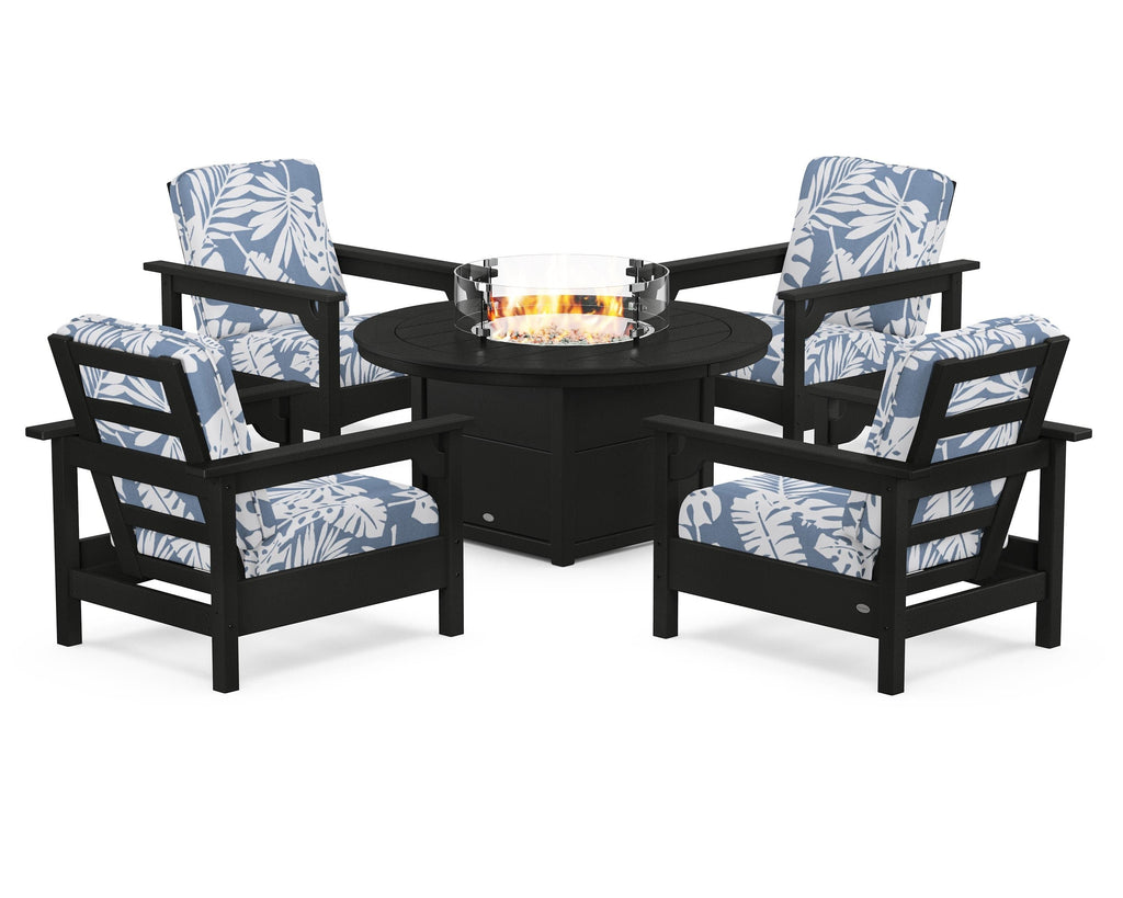 Club 5-Piece Conversation Set with Fire Pit Table