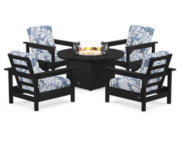 Club 5-Piece Conversation Set with Fire Pit Table
