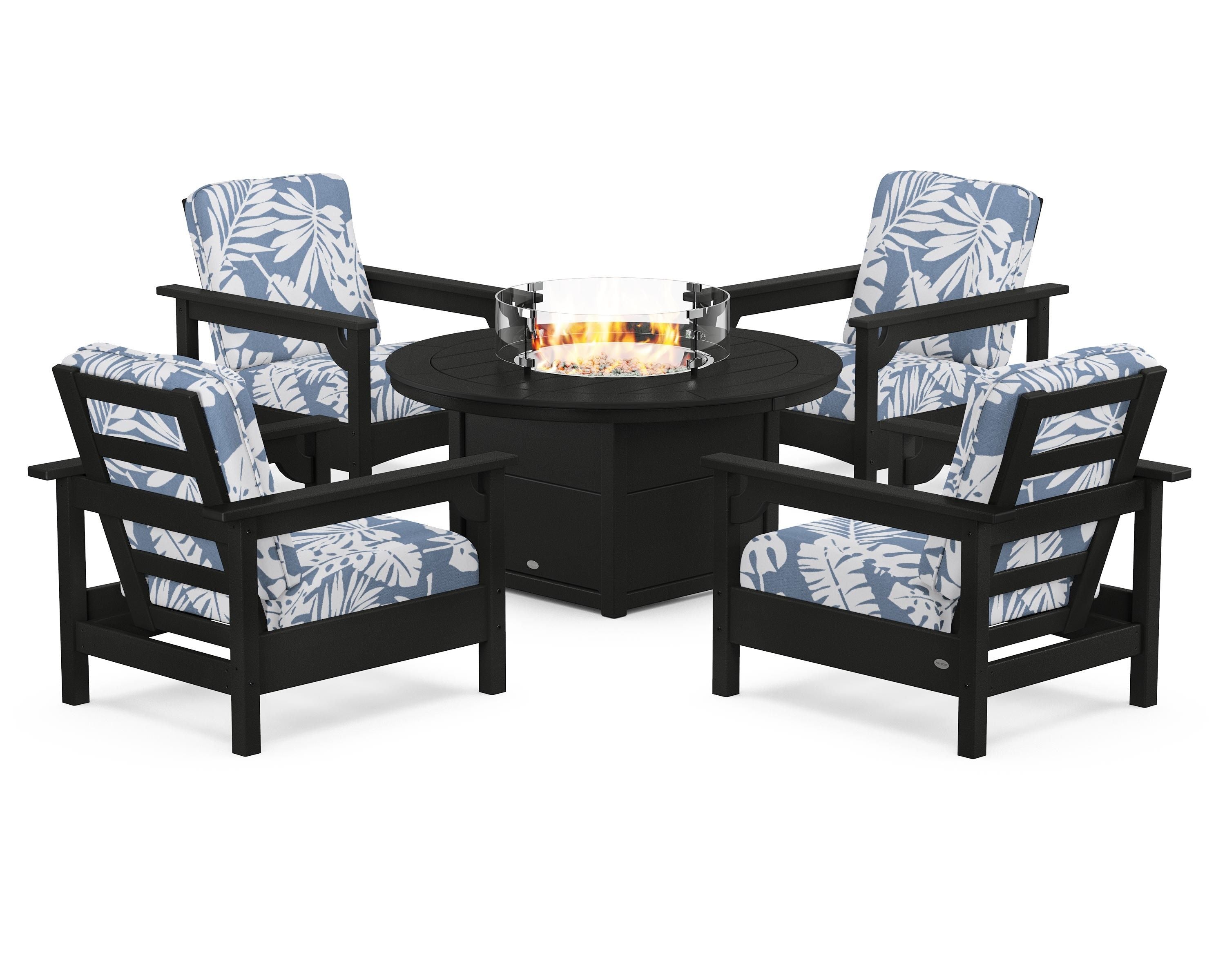 Club 5-Piece Conversation Set with Fire Pit Table