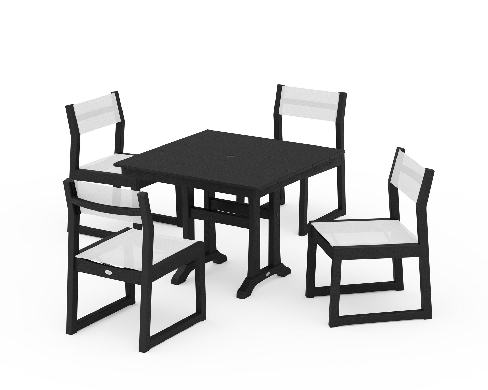 EDGE Sling 5-Piece Farmhouse Trestle Side Chair Dining Set