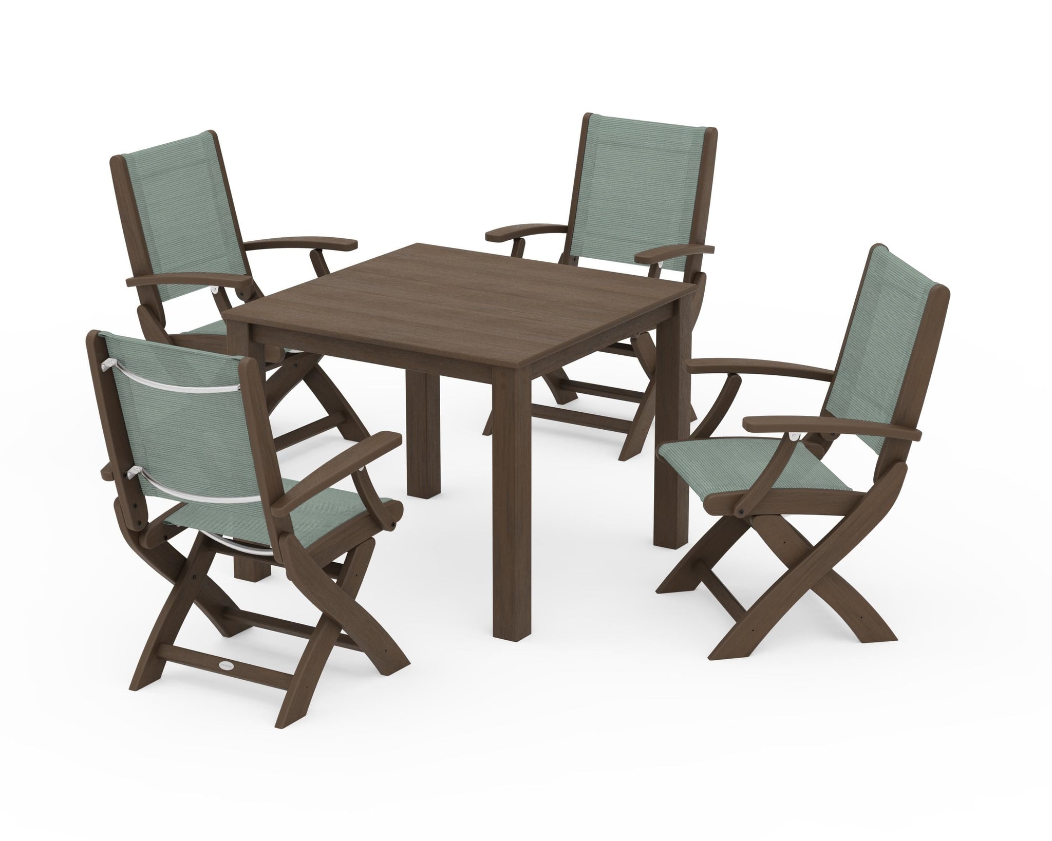 Coastal Folding Chair 5-Piece Parsons Dining Set