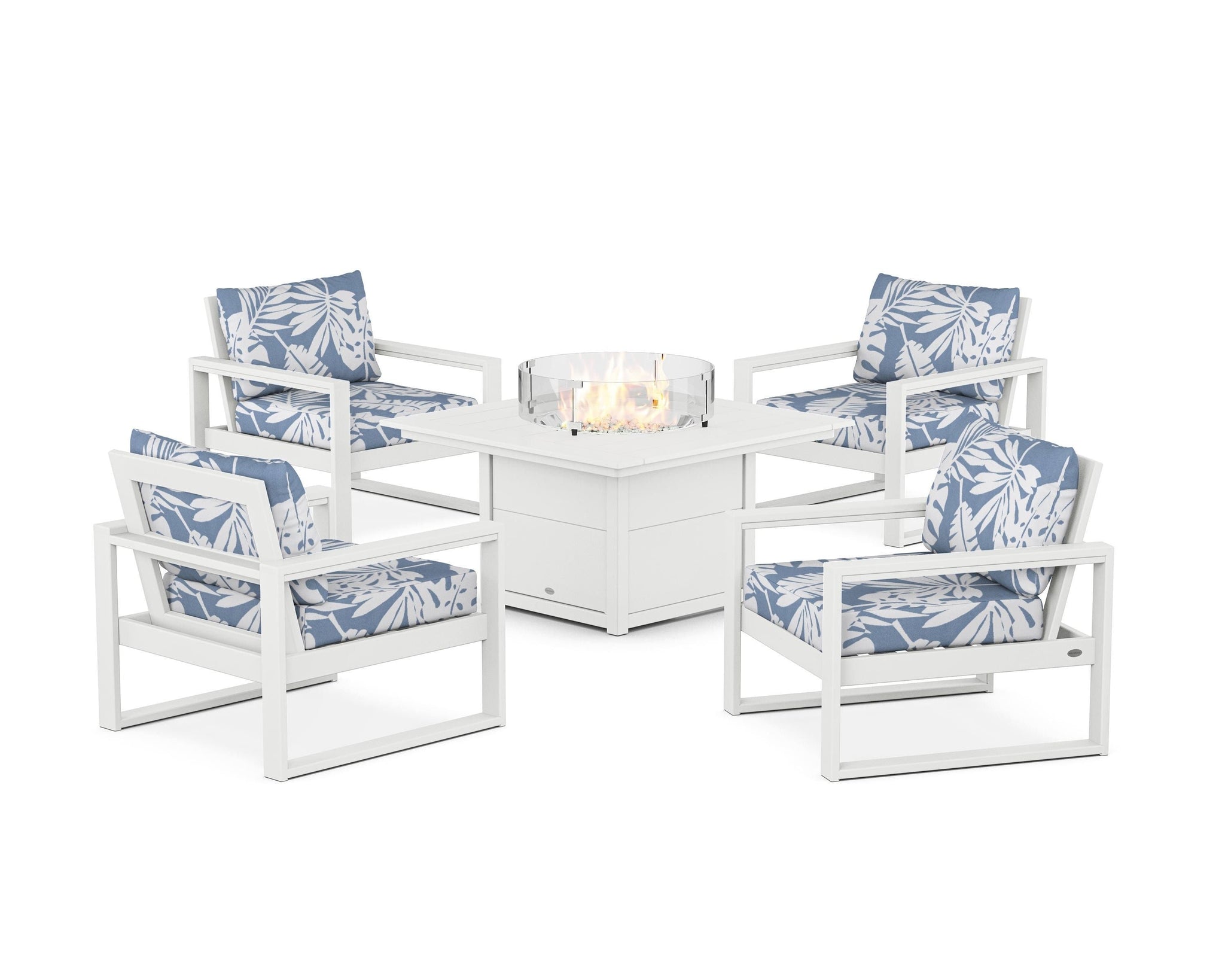 EDGE Sectional 5-Piece Deep Seating Set with Fire Pit Table
