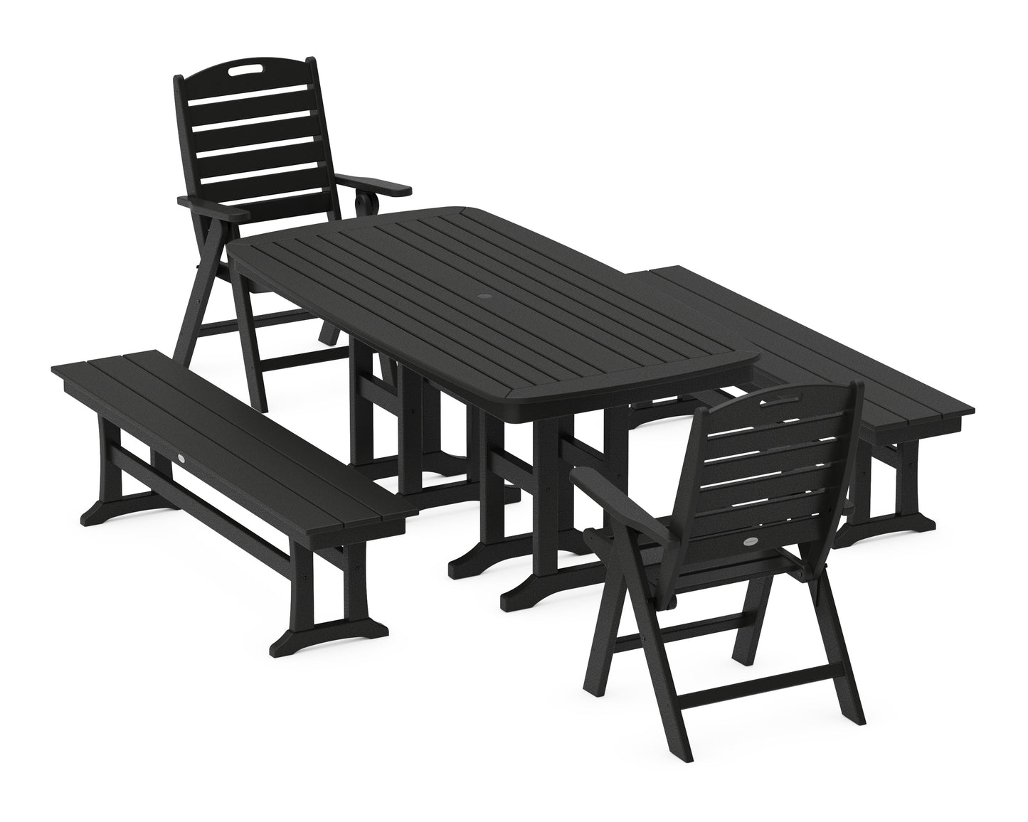 Nautical Highback 5-Piece Dining Set with Benches