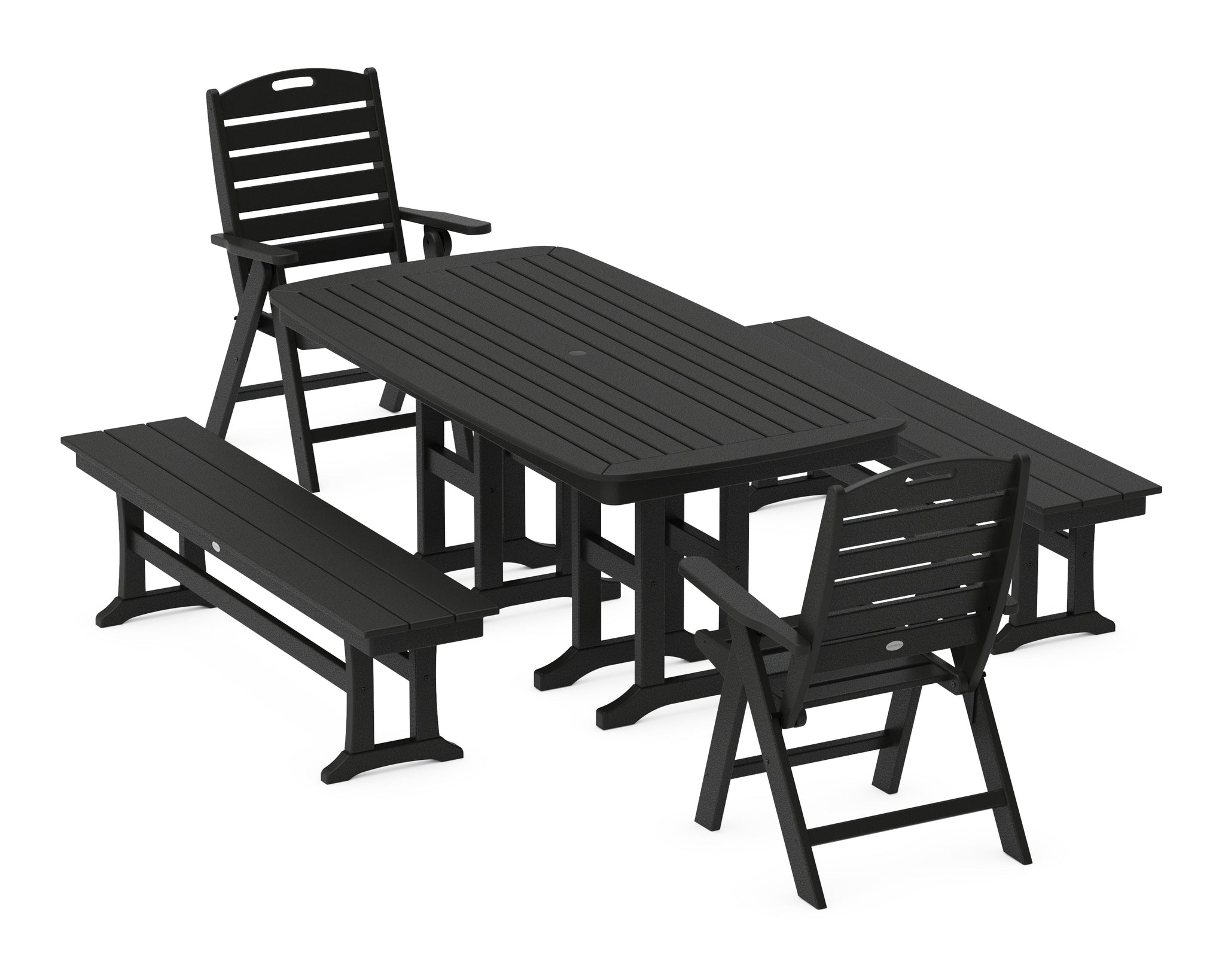 Nautical Highback 5-Piece Dining Set with Benches