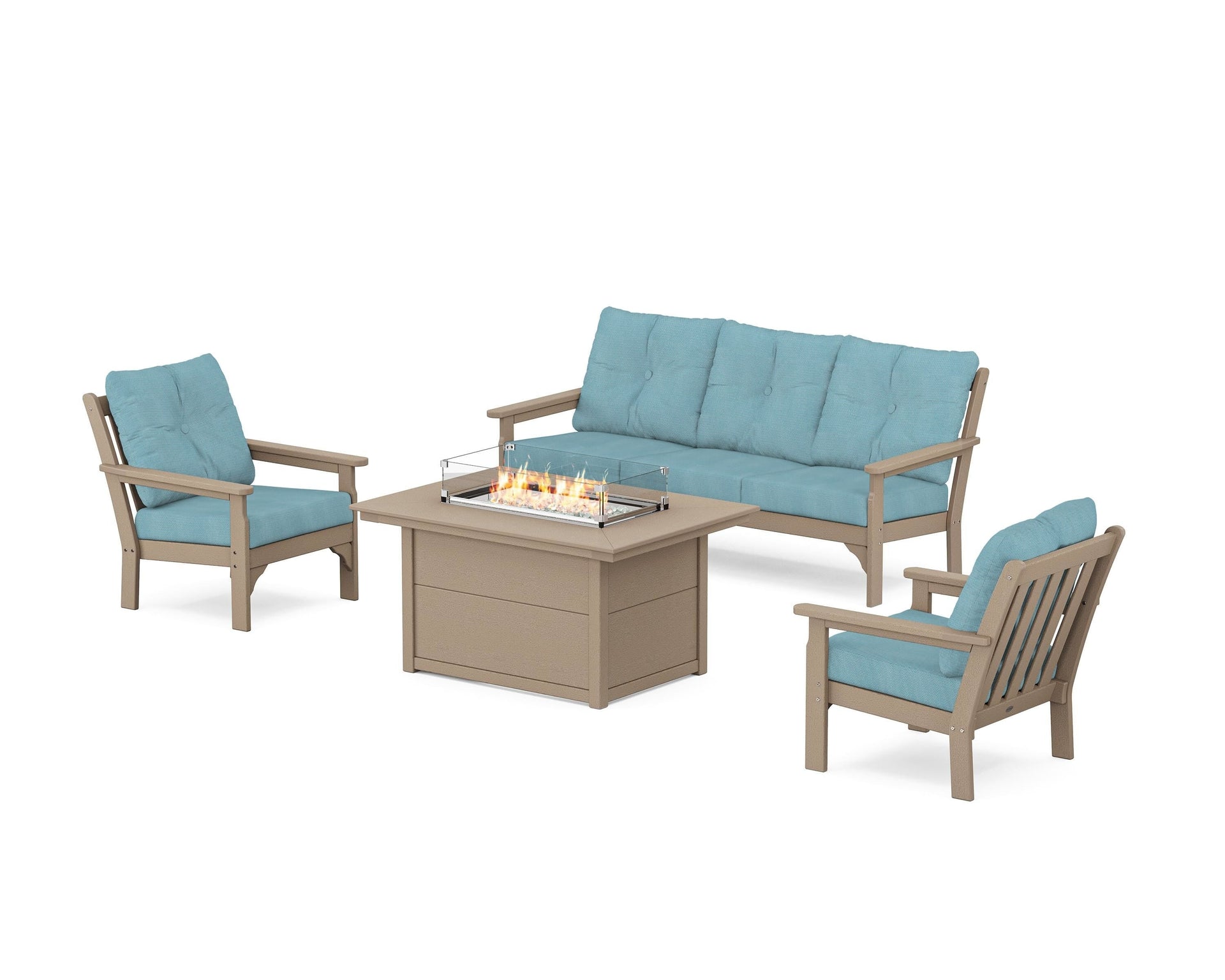 Vineyard Deep Seating Fire Pit Table Set