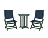 Coastal Folding Side Chair 3-Piece Round Bistro Dining Set