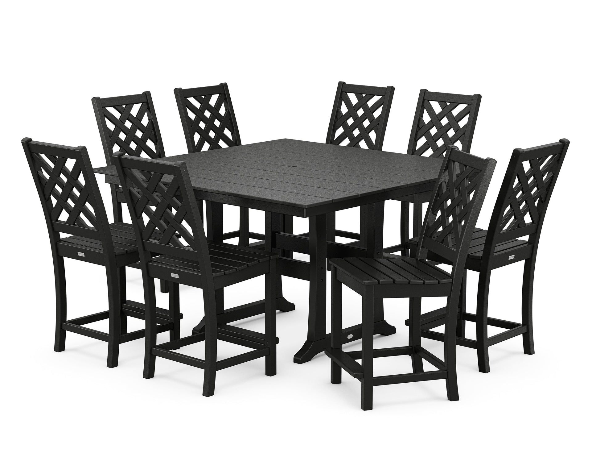 Wovendale Side Chair 9-Piece Square Farmhouse Counter Set with Trestle Legs