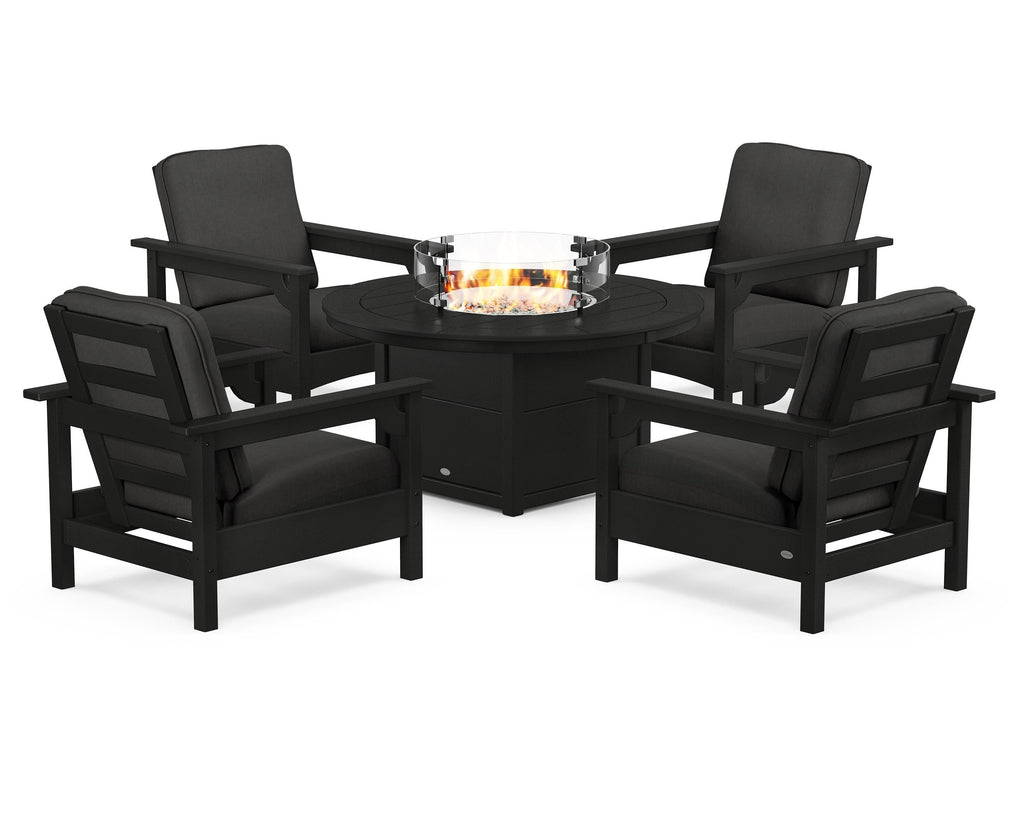 Club 5-Piece Conversation Set with Fire Pit Table