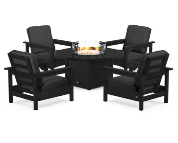 Club 5-Piece Conversation Set with Fire Pit Table