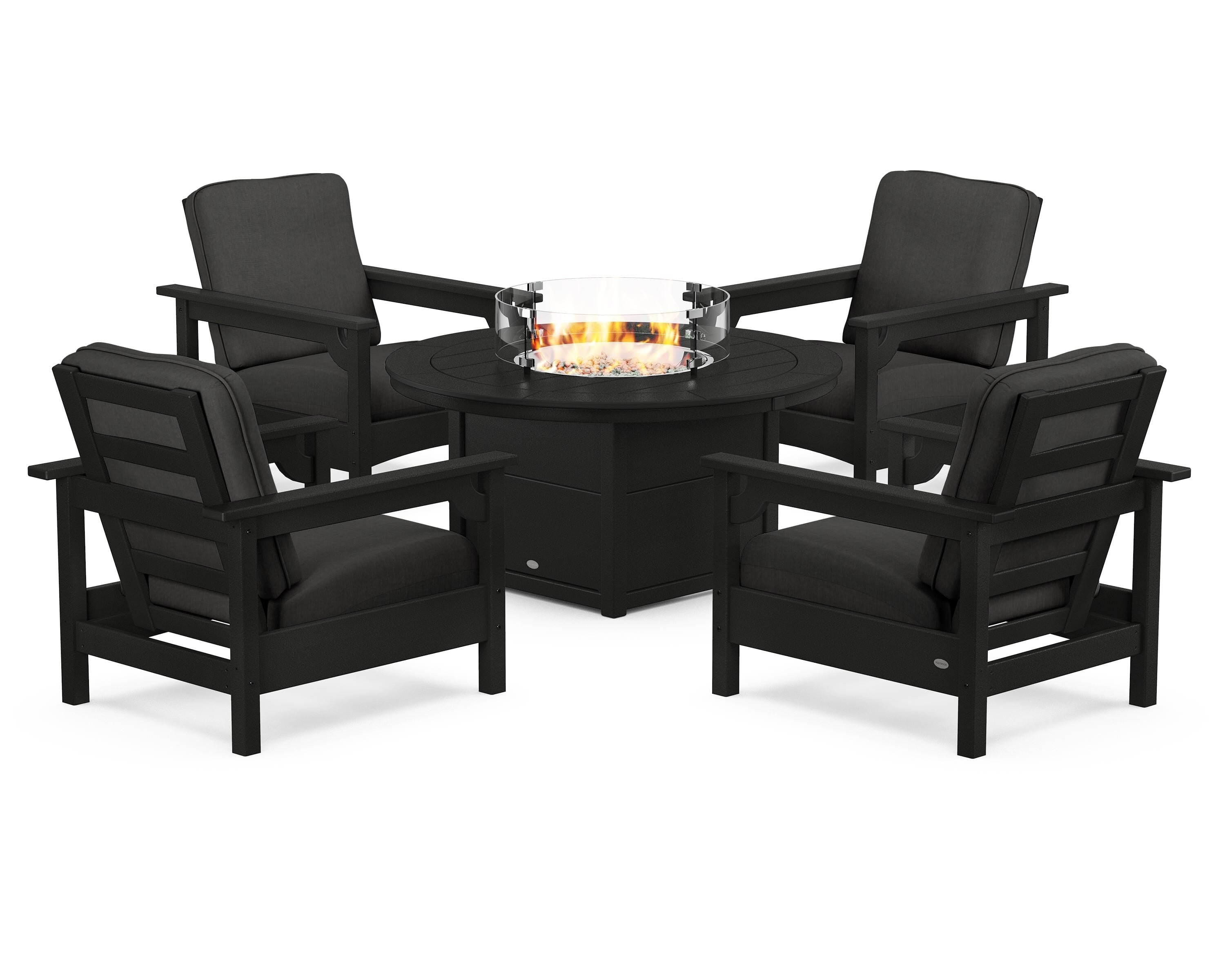 Club 5-Piece Conversation Set with Fire Pit Table