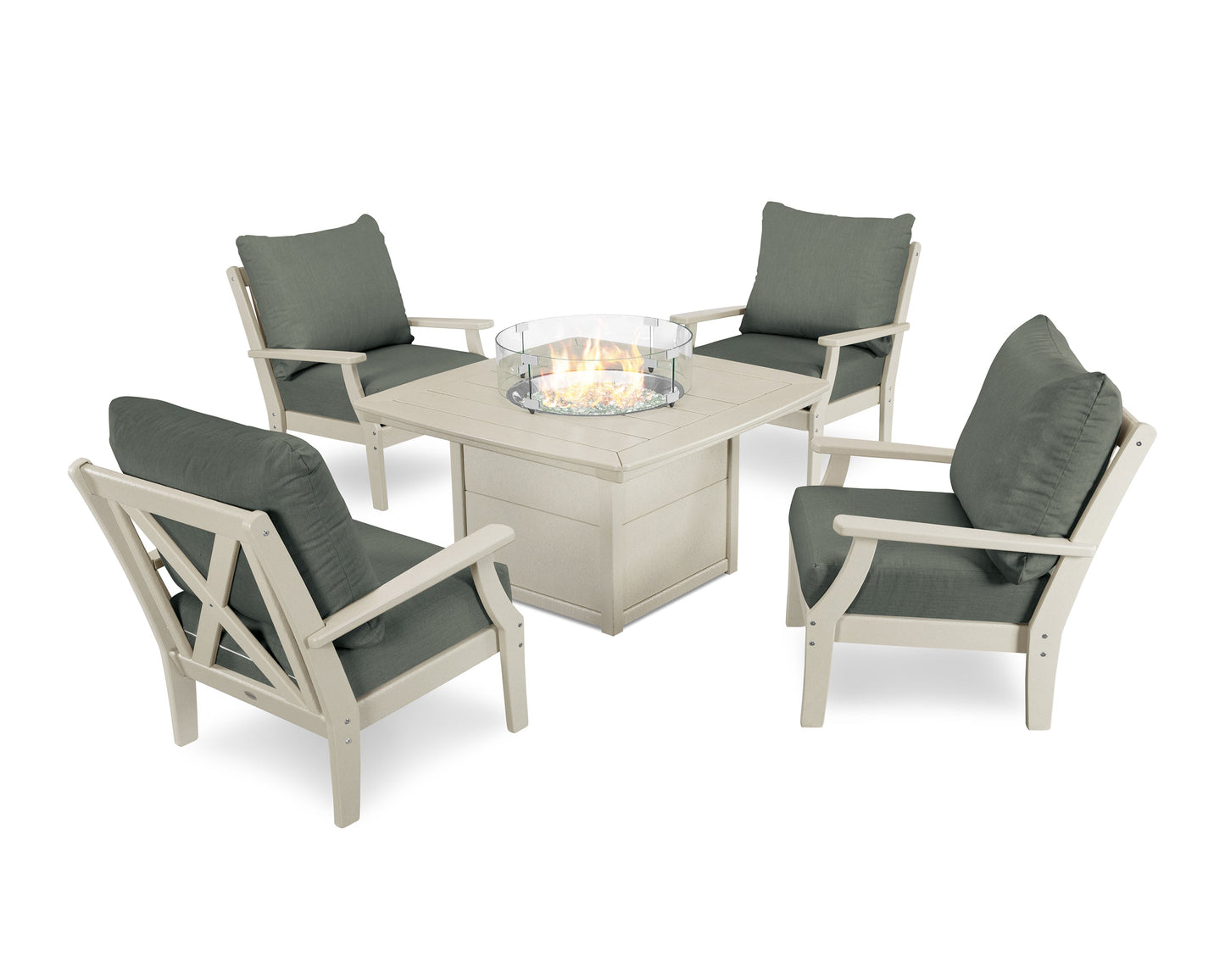 Braxton 5-Piece Deep Seating Conversation Set with Fire Pit Table