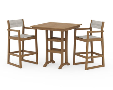 EDGE Sling Arm Chair 3-Piece Farmhouse Bar Set with Trestle Legs