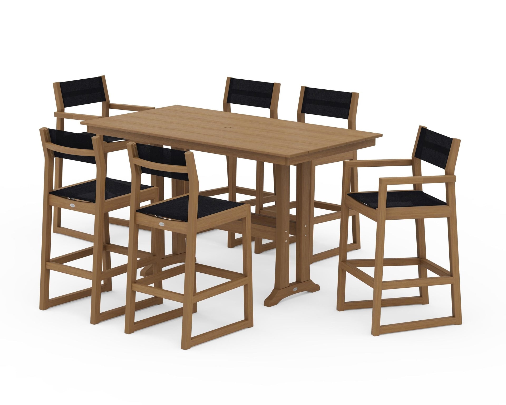 EDGE Sling 7-Piece Farmhouse Bar Set with Trestle Legs