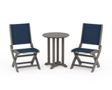 Coastal Folding Side Chair 3-Piece Round Bistro Dining Set