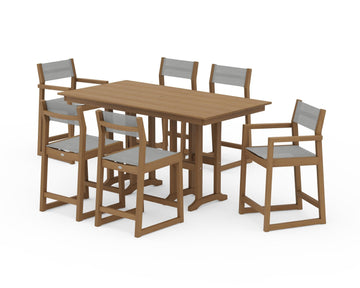 EDGE Sling 7-Piece Farmhouse Counter Set with Trestle Legs