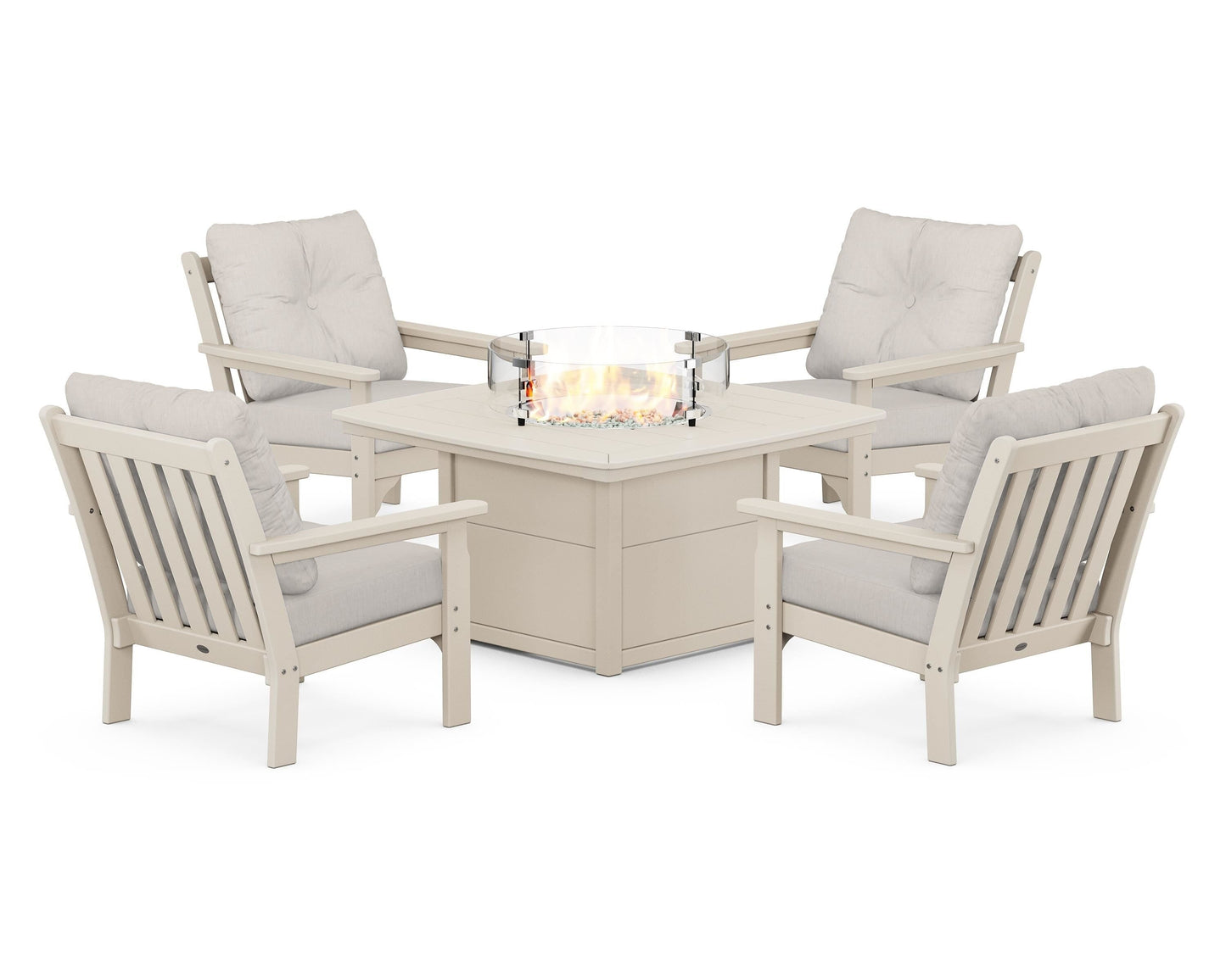 Vineyard 5-Piece Conversation Set with Fire Pit Table