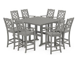 Chinoiserie 9-Piece Square Farmhouse Bar Set with Trestle Legs