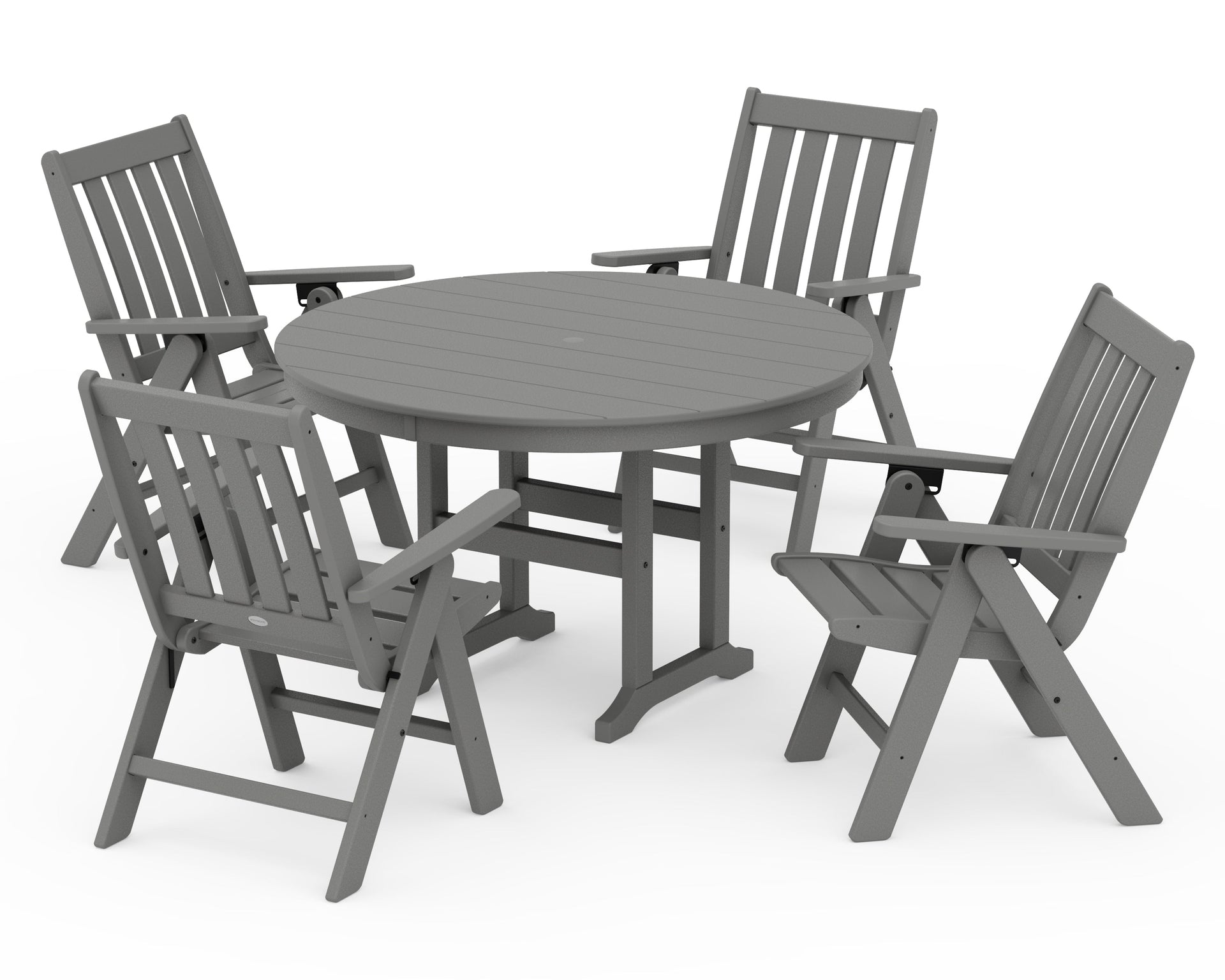 Vineyard Folding Chair 5-Piece Round Farmhouse Dining Set