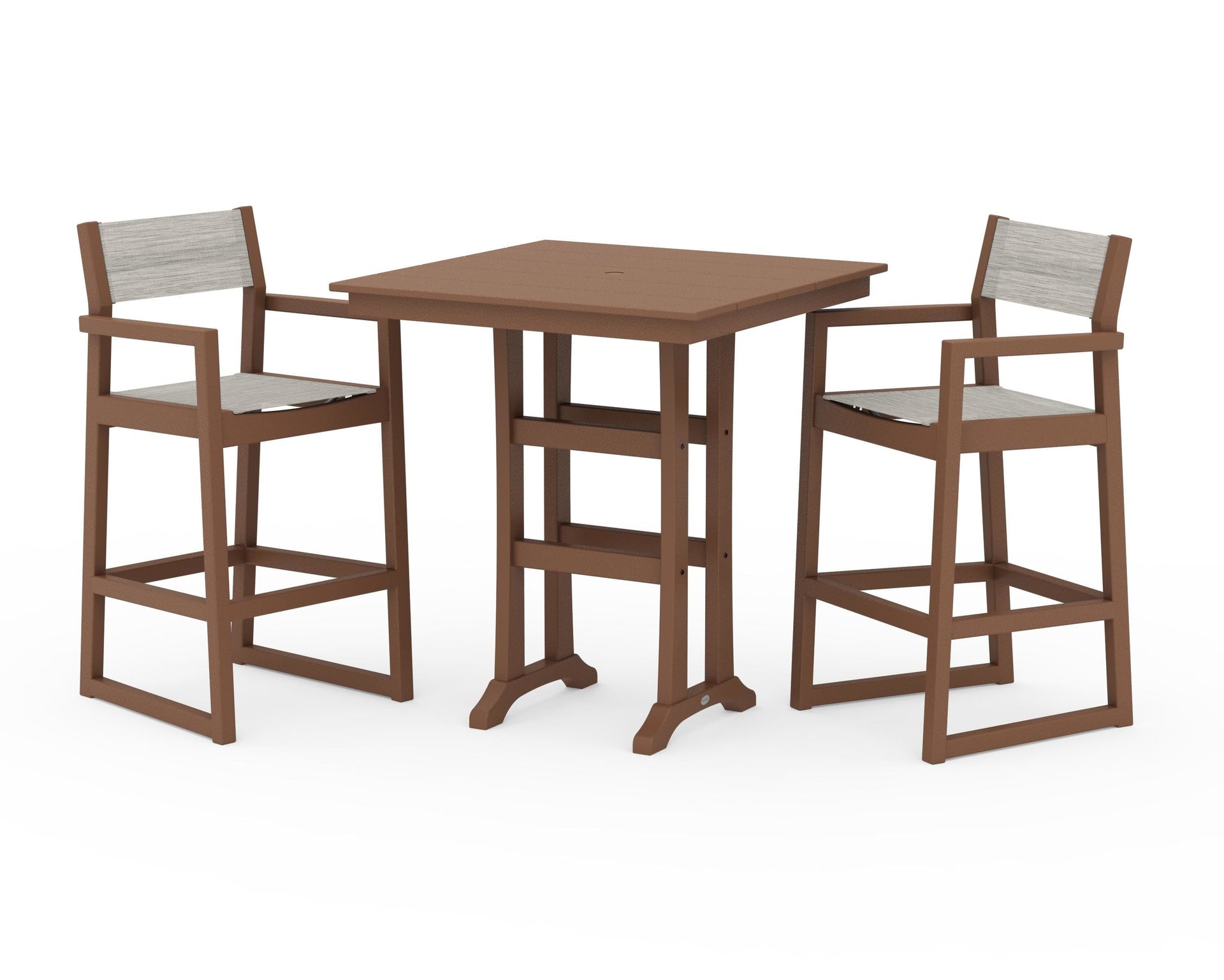 EDGE Sling Arm Chair 3-Piece Farmhouse Bar Set with Trestle Legs