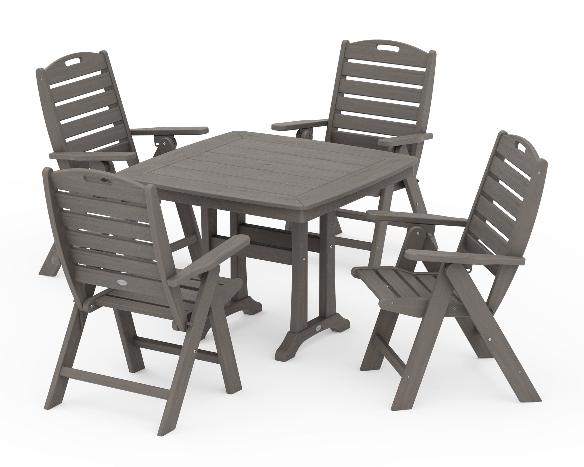 Nautical Folding Highback Chair 5-Piece Dining Set with Trestle Legs