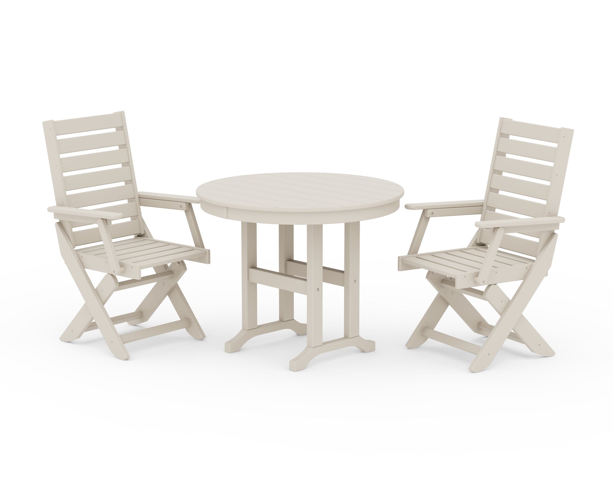 Captain Folding Chair 3-Piece Round Dining Set