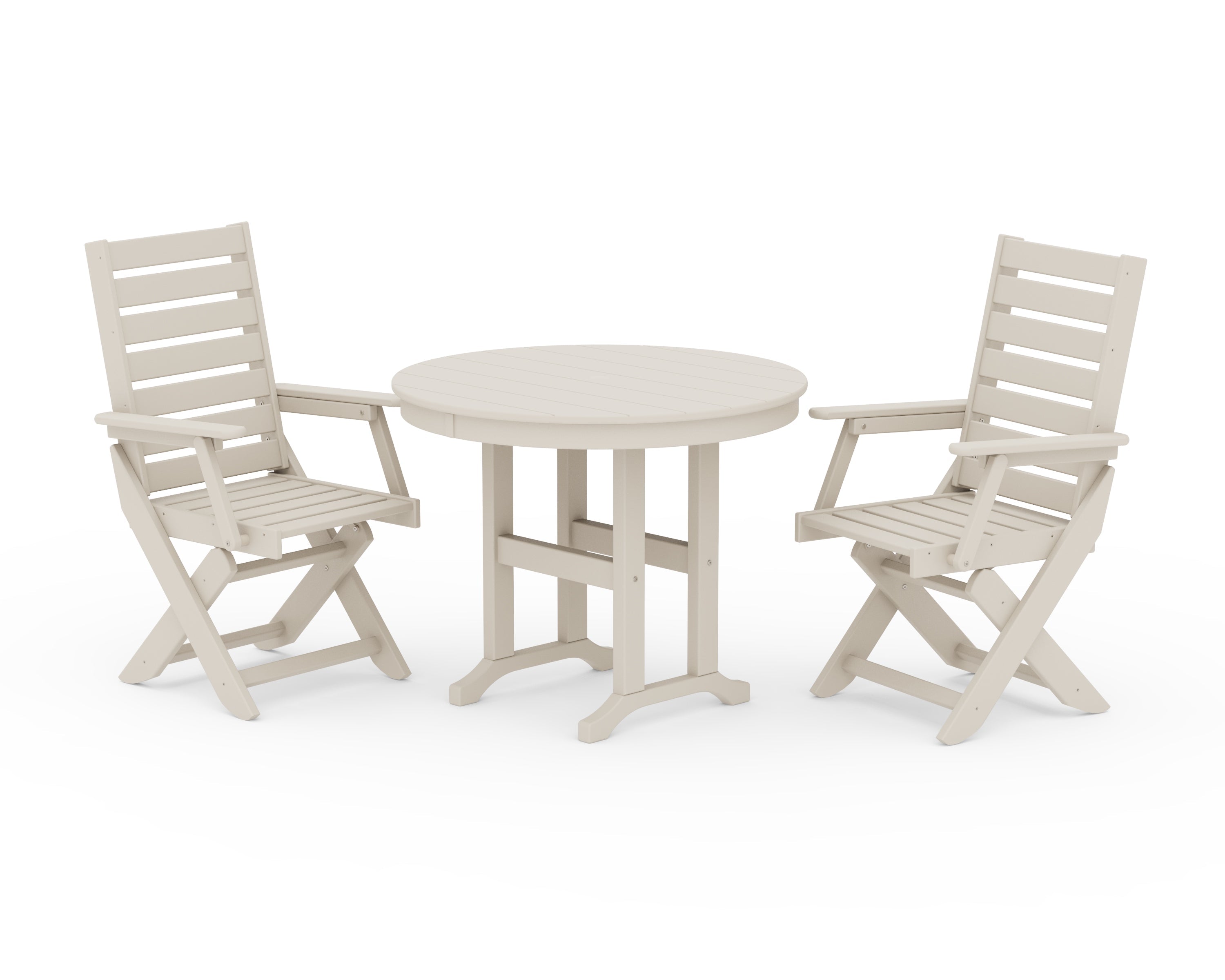 Captain Folding Chair 3-Piece Round Dining Set