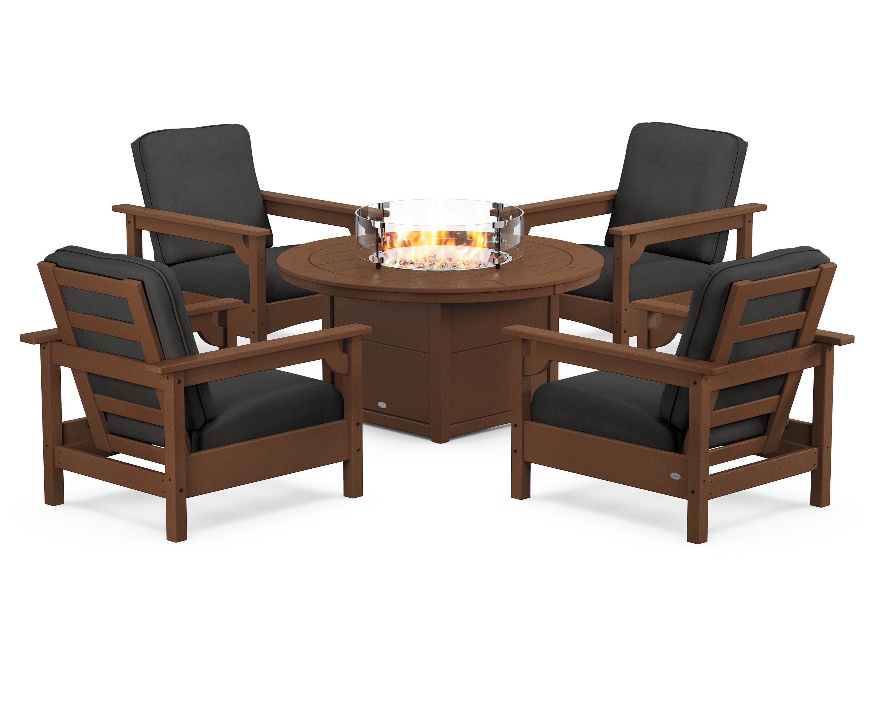 Club 5-Piece Conversation Set with Fire Pit Table
