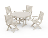 Signature Folding Chair 5-Piece Round Farmhouse Dining Set