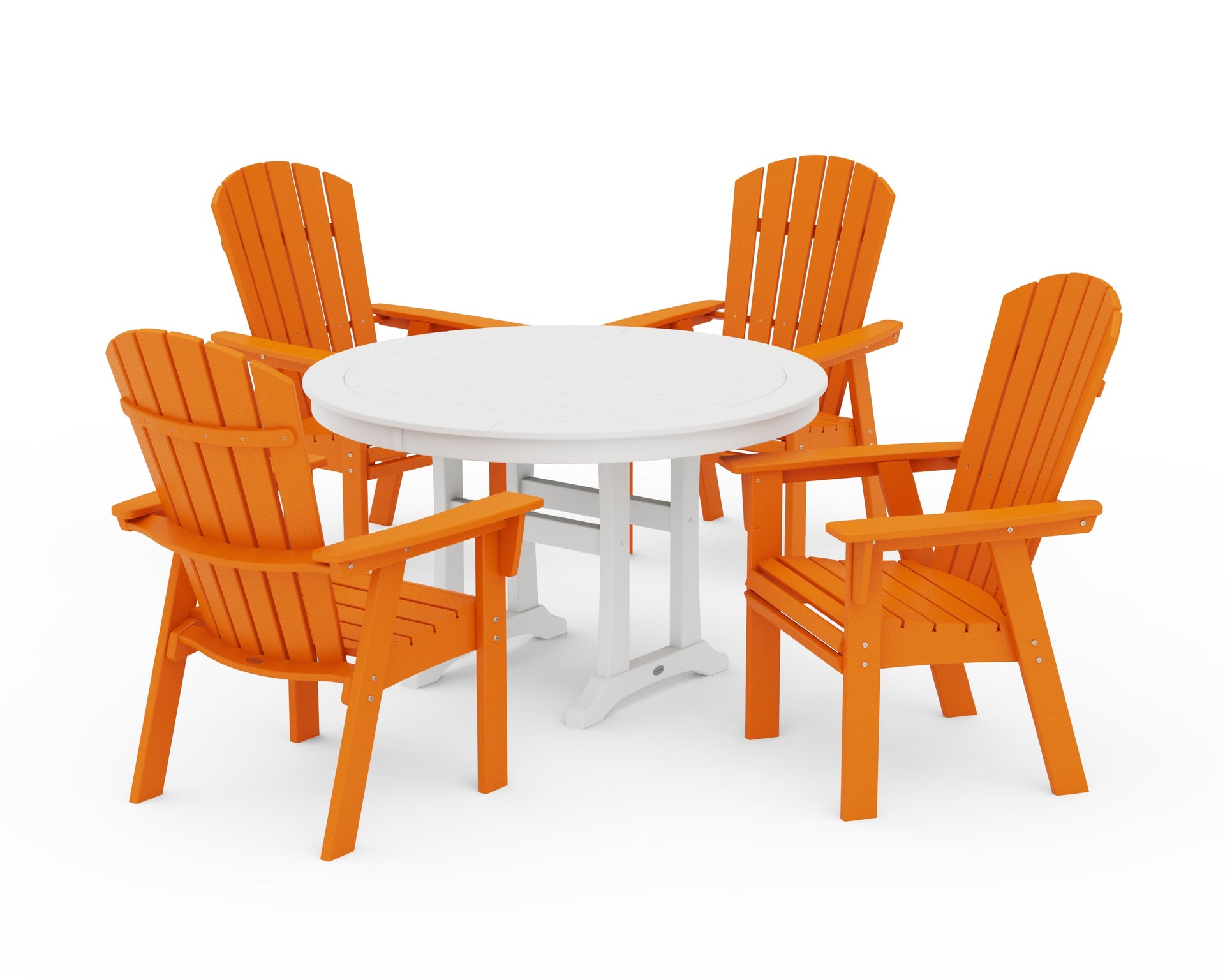 Nautical Curveback Adirondack 5-Piece Round Dining Set with Trestle Legs