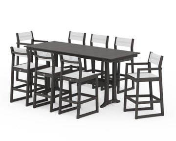 EDGE Sling 9-Piece Farmhouse Bar Set with Trestle Legs